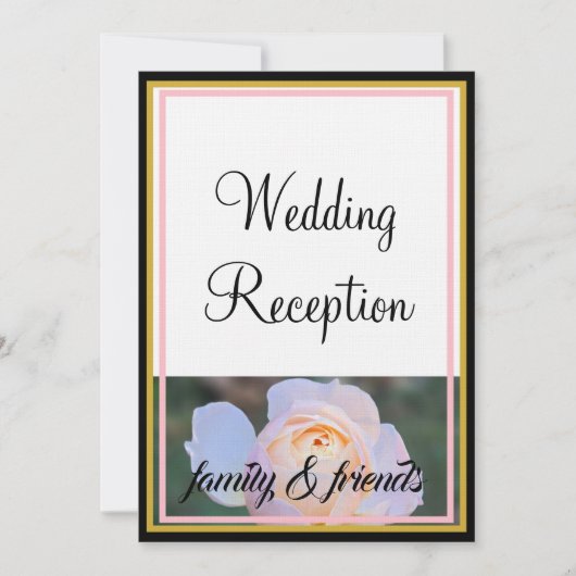 Monogram bruiloft receptie pastel roze rozen kaart (Voorkant)