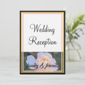 Monogram bruiloft receptie pastel roze rozen kaart (Staand voorkant)