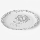 monogram bruiloft rond mono cirkel papieren bordje (Gekanteld)