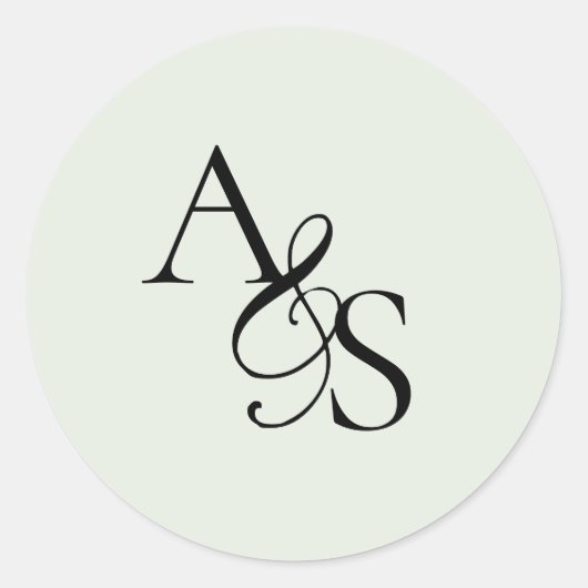 Monogram, bruiloft ronde sticker (Voorkant)