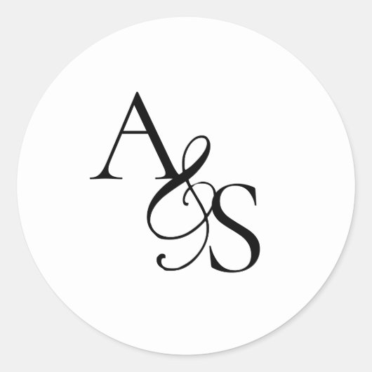 Monogram, bruiloft ronde sticker (Voorkant)