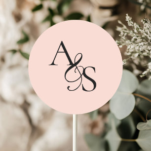 Monogram, bruiloft ronde sticker