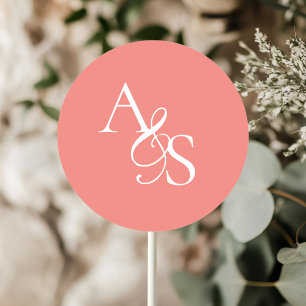 Monogram, bruiloft ronde sticker