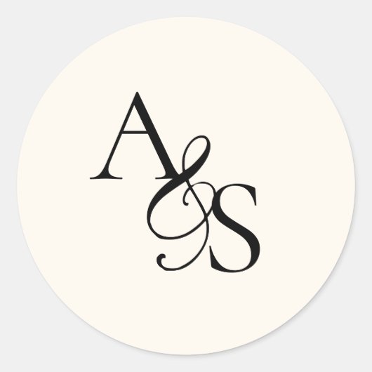 Monogram, bruiloft ronde sticker (Voorkant)