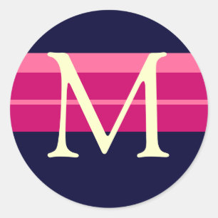 Monogram Bruiloft Roze Navy Ivoor Envelop Sticker