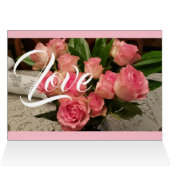 Monogram bruiloft roze rozen dank u (Binnen Horizontaal (Boven))
