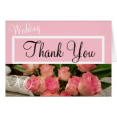 Monogram bruiloft roze rozen dank u (Voorkant Horizontaal)