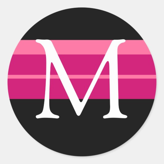 Monogram Bruiloft Roze Zwart Wit Envelop Sticker (Voorkant)