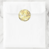  Monogram Bruiloft Seal Gouden Bloemen Ronde Sticker (Tas)