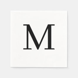 Monogram Bruiloft Servet Klassiek Zwart Ontwerp