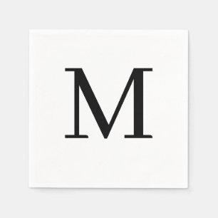 Monogram Bruiloft Servet Klassiek Zwart Ontwerp