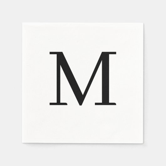 Monogram Bruiloft Servet Klassiek Zwart Ontwerp (Voorkant)