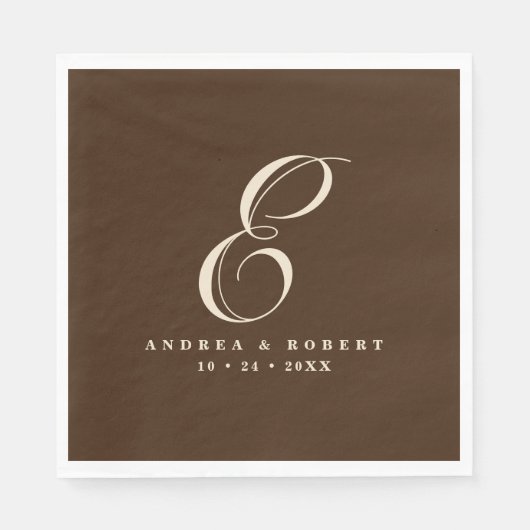 Monogram Bruiloft Servetten met Naam (Voorkant)