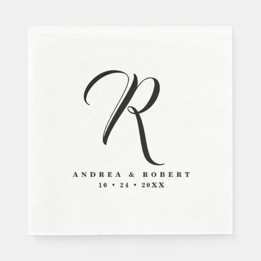 Monogram Bruiloft Servetten met Naam (Voorkant)