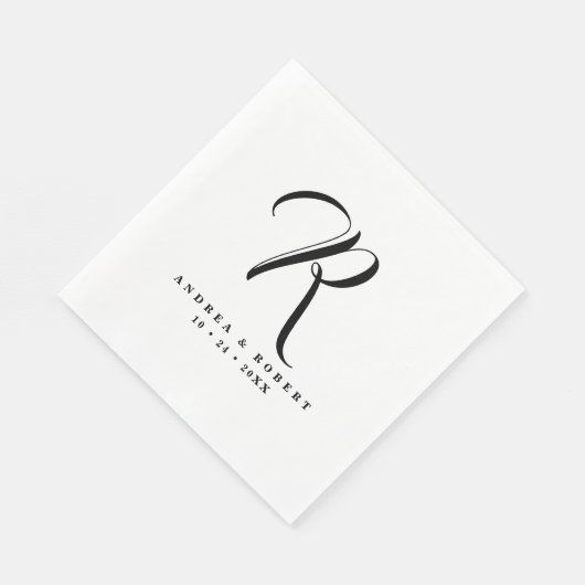 Monogram Bruiloft Servetten met Naam (Hoek)