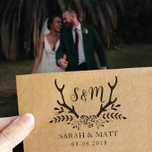 Monogram bruiloft stempel, opslaan van de datum ze zelfinktende stempel