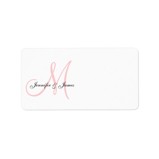 Monogram bruiloft uitnodiging Adresetiketten roze Etiket (Voorkant)