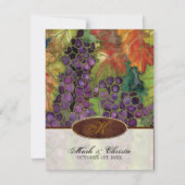 Monogram bruiloft uitnodiging herfst druivenblad (Voorkant)