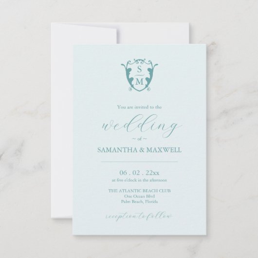 Monogram bruiloft uitnodiging met QR-code (Voorkant)