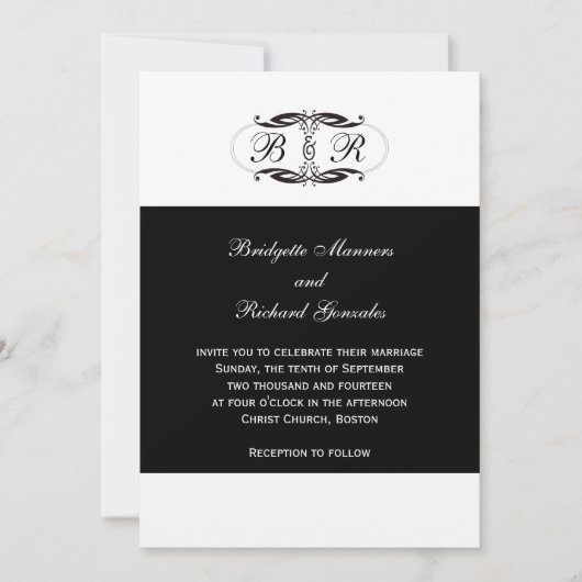 Monogram bruiloft Uitnodigingen Art Deco Silver (Voorkant)