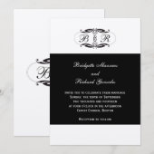 Monogram bruiloft Uitnodigingen Art Deco Silver (Voorkant / Achterkant)