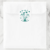 Monogram Bruiloft Vogels Harten Swirls Diep Aqua Ronde Sticker (Tas)