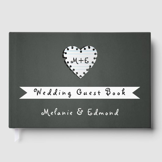 Monogram bruiloft voor driekwartbord gastenboek (Voorkant)