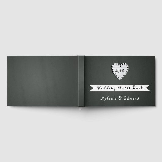 Monogram bruiloft voor driekwartbord gastenboek (Volledig)