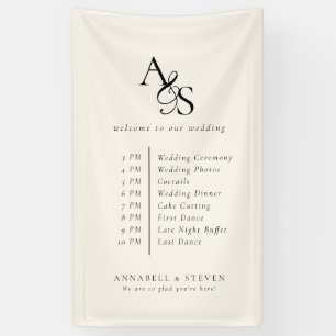 Monogram, bruiloft, welkom en orde van het eveneme spandoek