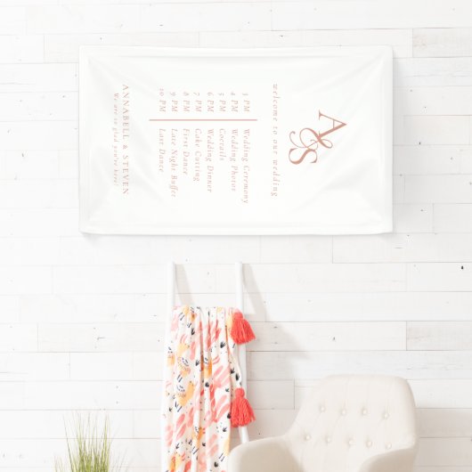 Monogram, bruiloft, welkom en orde van het eveneme spandoek (Insitu)