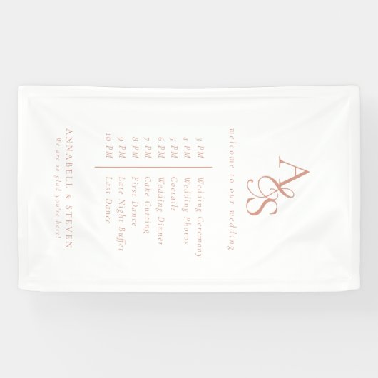 Monogram, bruiloft, welkom en orde van het eveneme spandoek (Horizontaal)