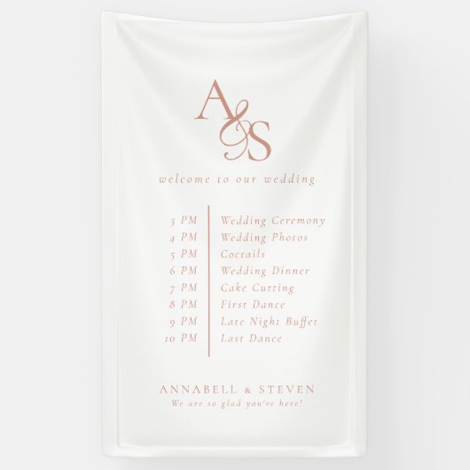 Monogram, bruiloft, welkom en orde van het eveneme spandoek (Verticaal)