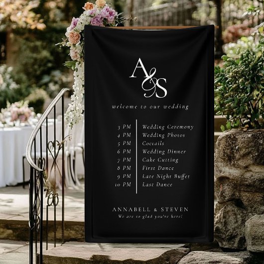 Monogram, bruiloft, welkom en orde van het eveneme spandoek