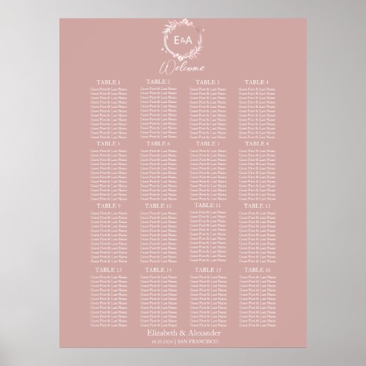 Monogram bruiloft Zitting Grafiek Teken Poster (Voorkant)