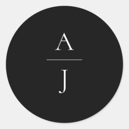 Monogram Bruiloft Zwart Wit Envelop Seal Ronde Sticker