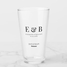 Monogram Bruiloftsbruidsschat Gepersonaliseerd Zwa Glas