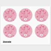 Monogram bruiloftsvogels Hartszirls Honeysuckle Ronde Sticker (Vel)