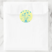 Monogram bruiloftsvogels Hartszwemmen Aqua Blue Ronde Sticker (Tas)