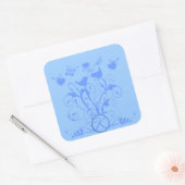 Monogram bruiloftsvogels Hartszwemmen poeder blauw Vierkante Sticker (Envelop)