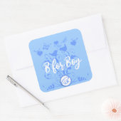 Monogram bruiloftsvogels Hartszwemmen poeder blauw Vierkante Sticker (Envelop)