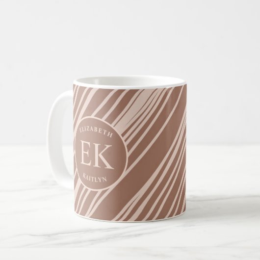 Monogram bruin Abstract Koffiemok (Voorkant links)