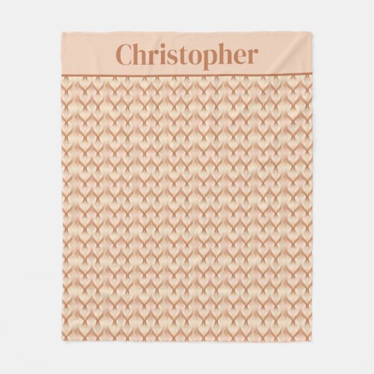 Monogram Bruin Beige Crème Neutrale Kleuren Fleece Deken (Voorkant)