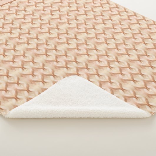 Monogram Bruin Beige Crème Neutrale Kleuren Sherpa Deken (3/4)