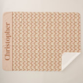Monogram Bruin Beige Crème Neutrale Kleuren Sherpa Deken (Voorkant (horizontaal))