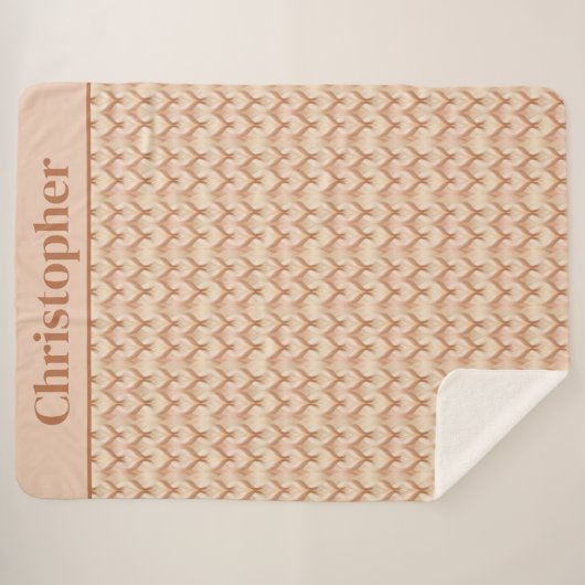 Monogram Bruin Beige Crème Neutrale Kleuren Sherpa Deken (Voorkant (horizontaal))