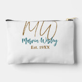 Monogram bruin blauw turquoise geschat jaar eenvou etui (Achterkant)