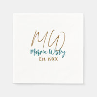 Monogram bruin blauw turquoise jaar eenvoudig mini