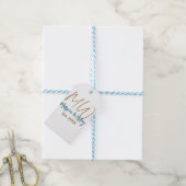Monogram bruin blauw turquoise oprichtingsjaar een cadeaulabel (Met Touw)