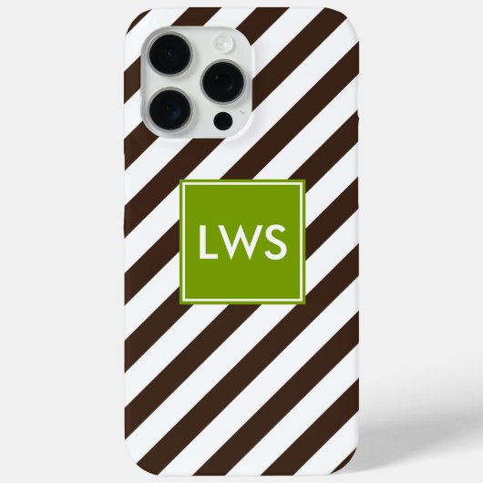Monogram bruin diagonaal strook Case-Mate iPhone case (Achterkant)