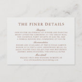 Monogram Bruin & Ecru Bruiloft Details Informatiekaartje (Voorkant)